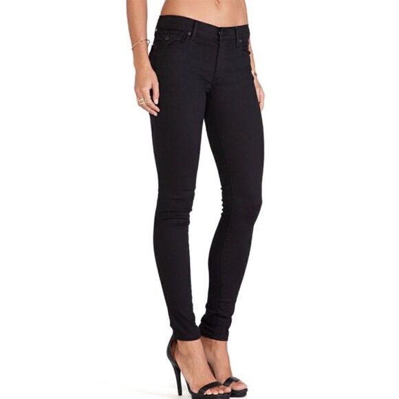 True Religion Halle Mid-Rise Super Skinny Faded Black Jeans with Flaps, Size 25 - Picture 4 of 16